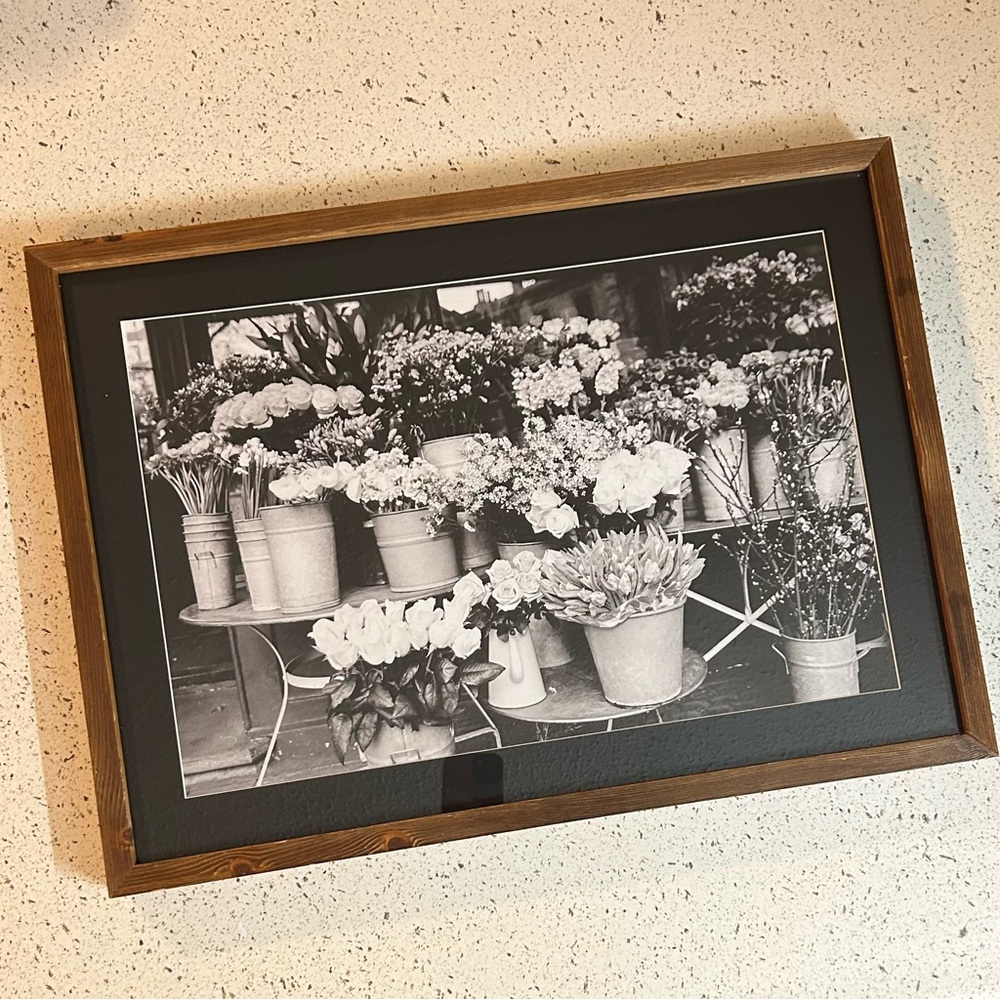 Framed Black and White Photography of Flower Market - Picture 2 of 5